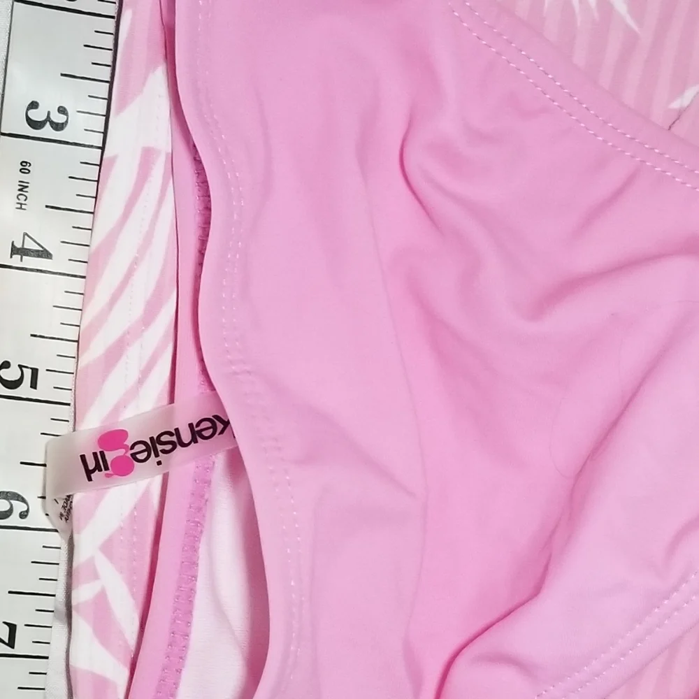 NWT little girls pink 2 piece strappy back swim bathing suit